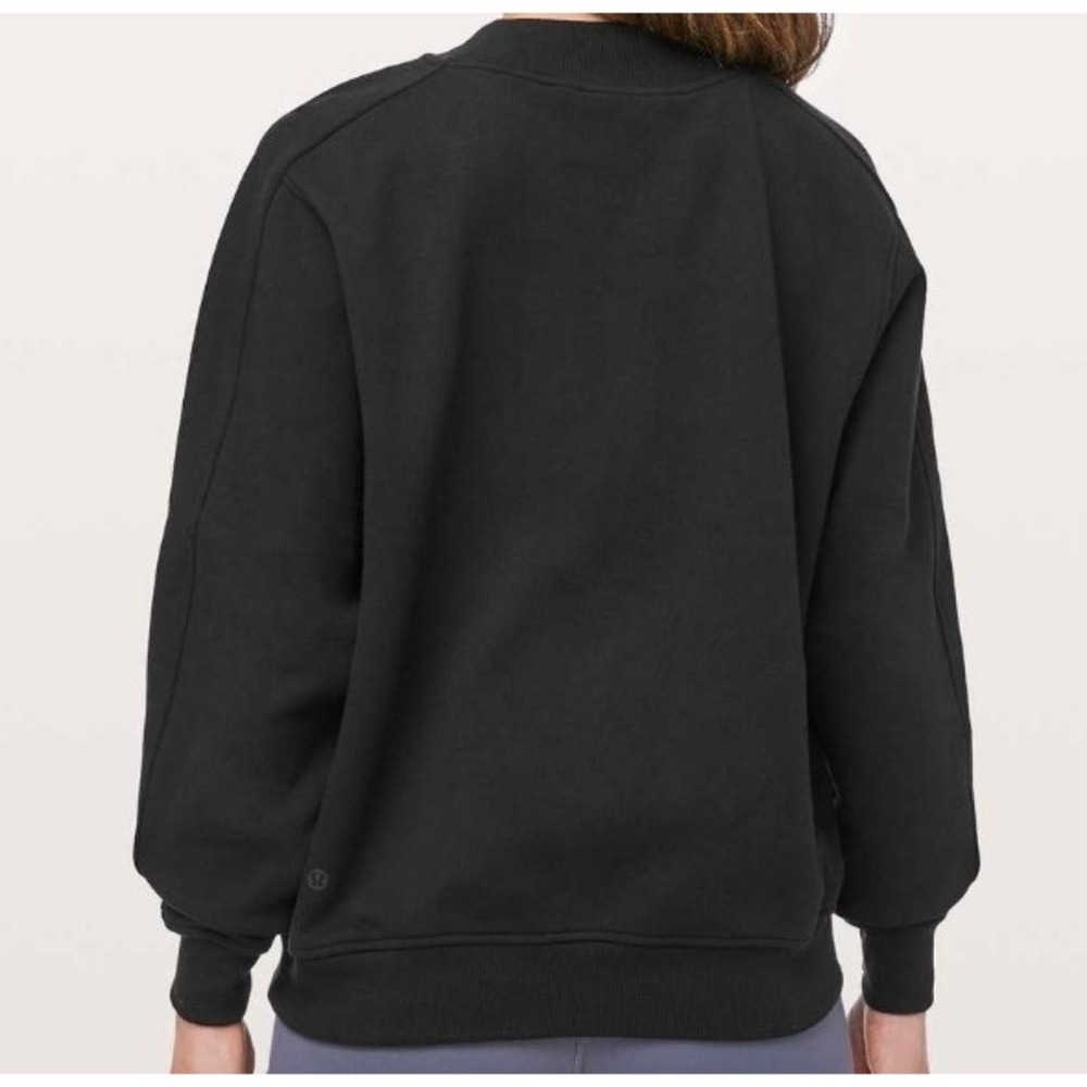 Lululemon Chill On Pullover Perfect Crewneck Sweatshirt Black Cotton Relax Sz 12 - Picture 2 of 10